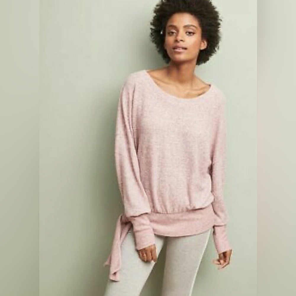 Anthropologie Saturday Sunday Payton Brushed Fleece Side Tie Sweater Top XS